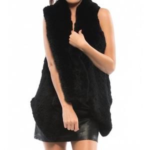 NEW H BRAND indie rabbit fur vest in black